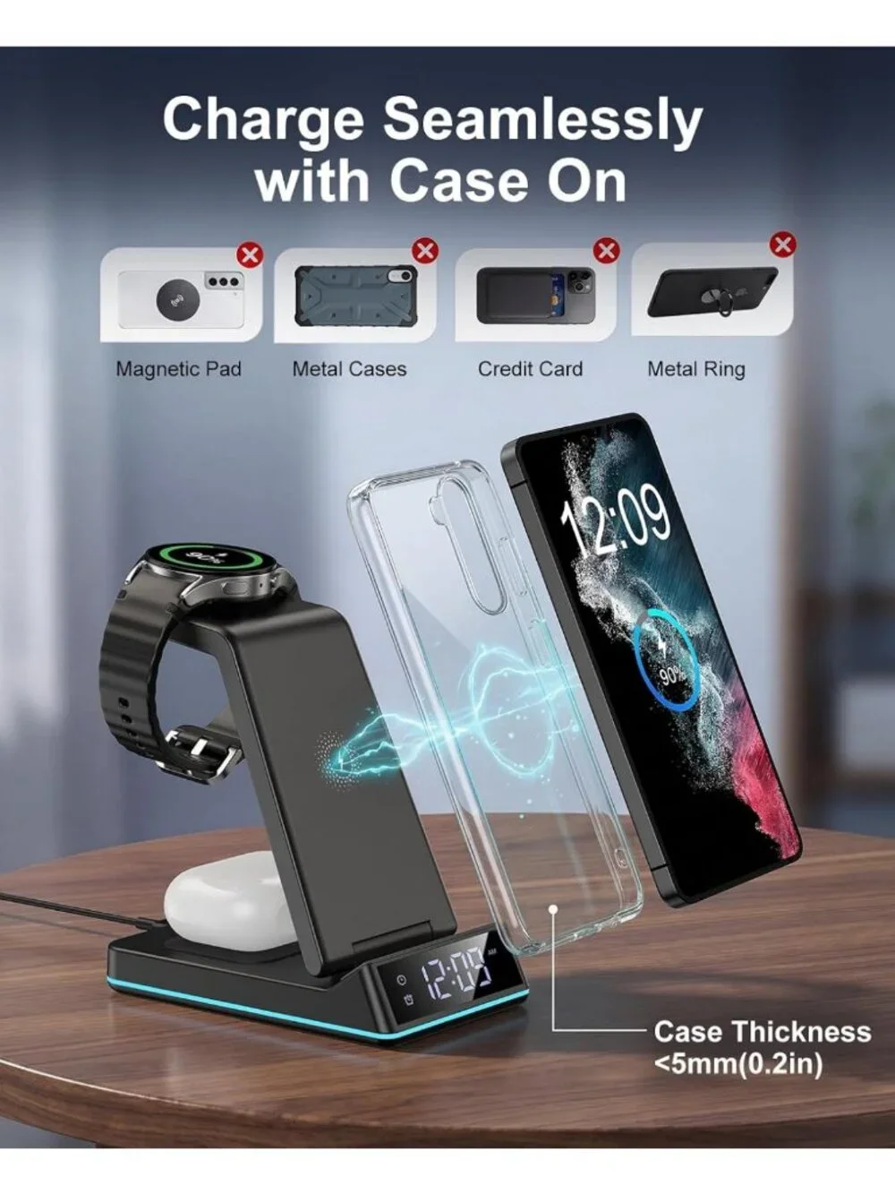 7-in-1 Wireless Charging Station | Fast Foldable Charger with Night Light